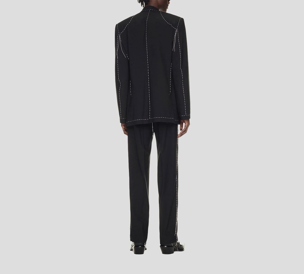 Off White - PANTALON NEGRO DE VESTIR Y COSTURA BLANCA