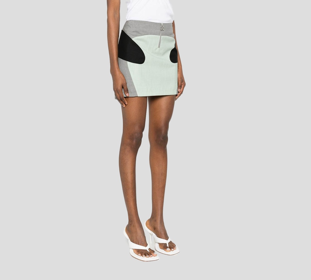 Off White - FALDA ELSTICA CON BLOQUES DE COLOR GRIS NEGRO Y VERDE