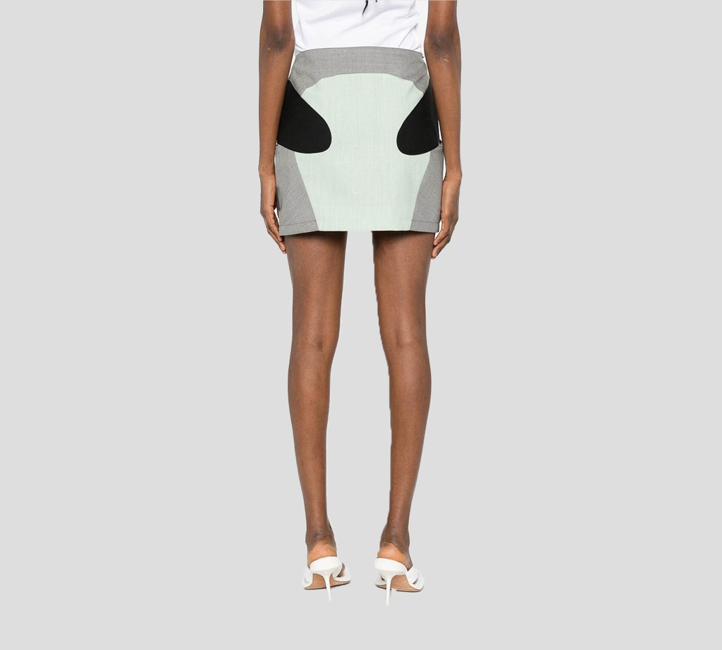 Off White - FALDA ELSTICA CON BLOQUES DE COLOR GRIS NEGRO Y VERDE