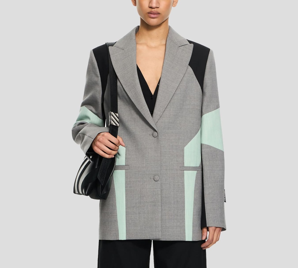 Off White - BLAZER CON BLOQUES DE COLOR GRIS NEGRO Y VERDE