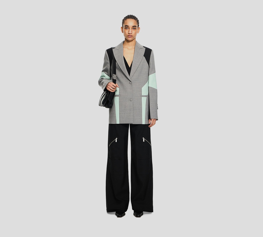 Off White - BLAZER CON BLOQUES DE COLOR GRIS NEGRO Y VERDE