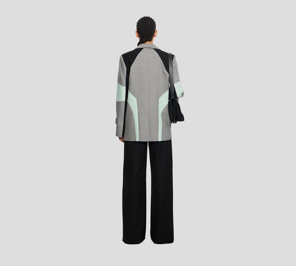 Off White - BLAZER CON BLOQUES DE COLOR GRIS NEGRO Y VERDE