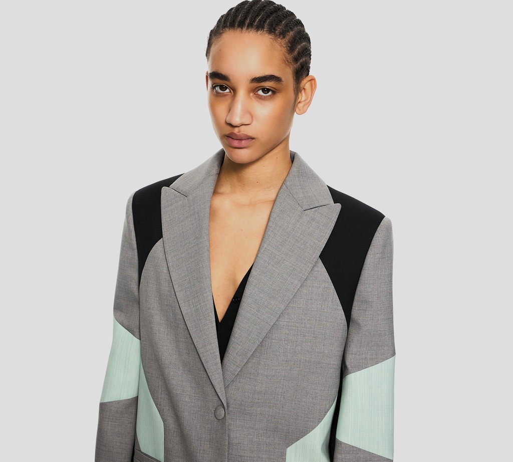 Off White - BLAZER CON BLOQUES DE COLOR GRIS NEGRO Y VERDE