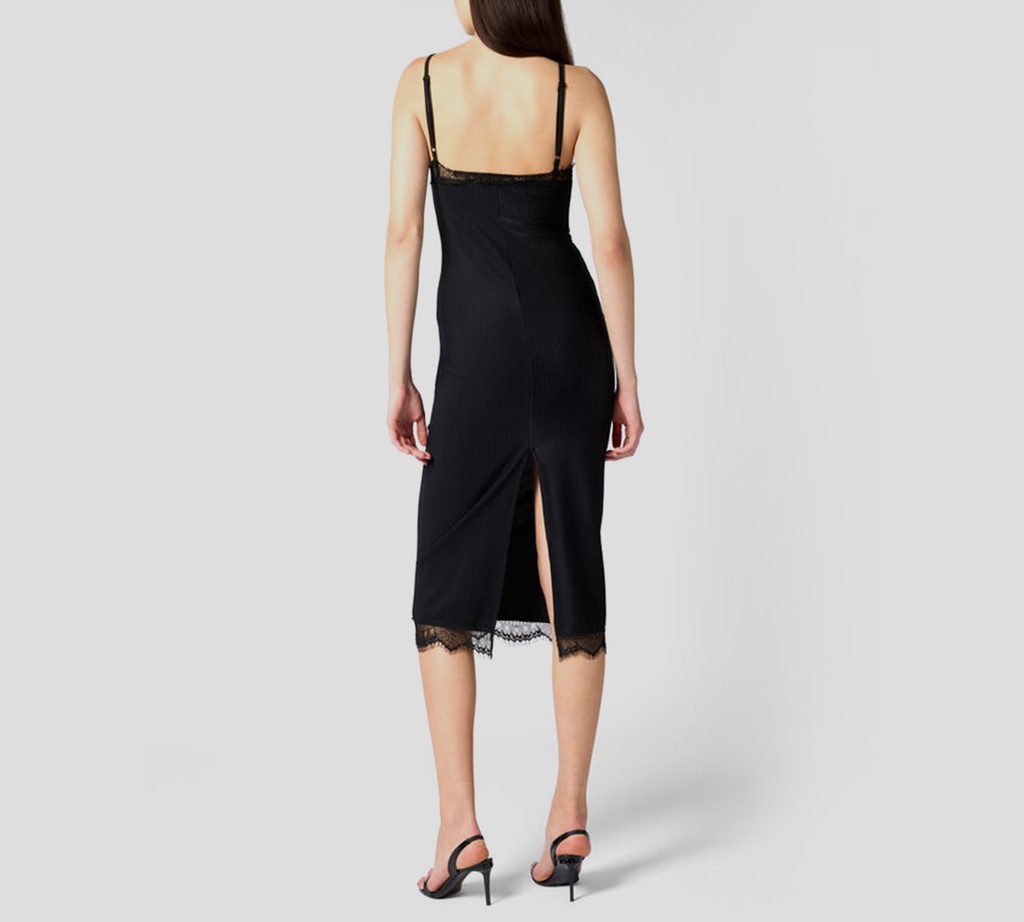 Philipp Plein - VESTIDO NEGRO CON FARALAO DE ENCAJE