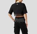 Philipp Plein - TOP NEGRO CON FARALAO DE ENCAJE