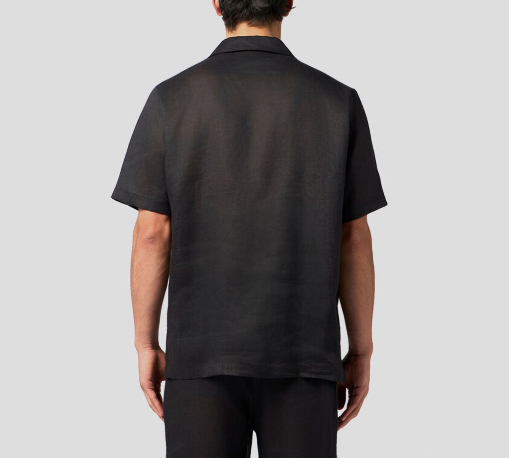 Philipp Plein - CAMISA NEGRA DE LINO MANGA CORTA
