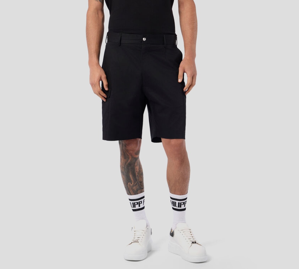 Philipp Plein - SHORT AZUL OSCURO CON BOLSILLOS LATERALES