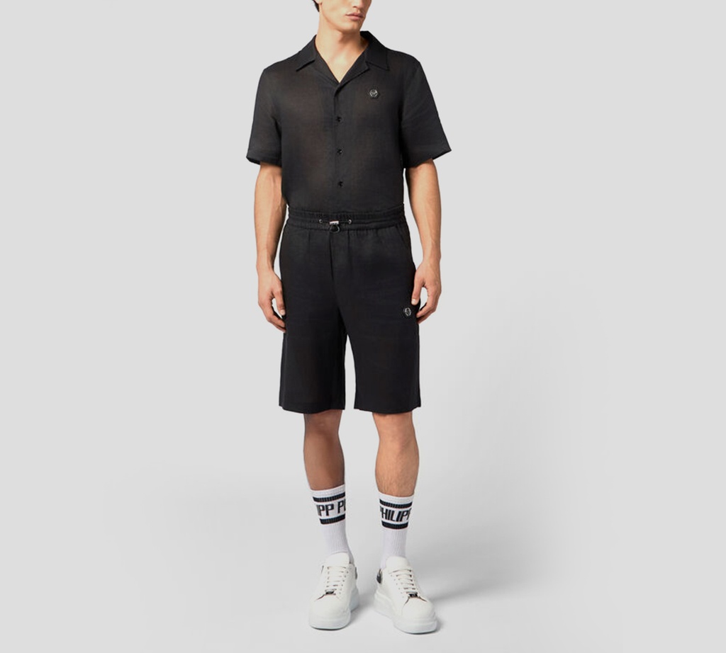 Philipp Plein - SHORT DE LINO NEGRO
