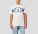 Philipp Plein - FRANELA BLANCA CON LOGO Y LINEAS EN NEGRO