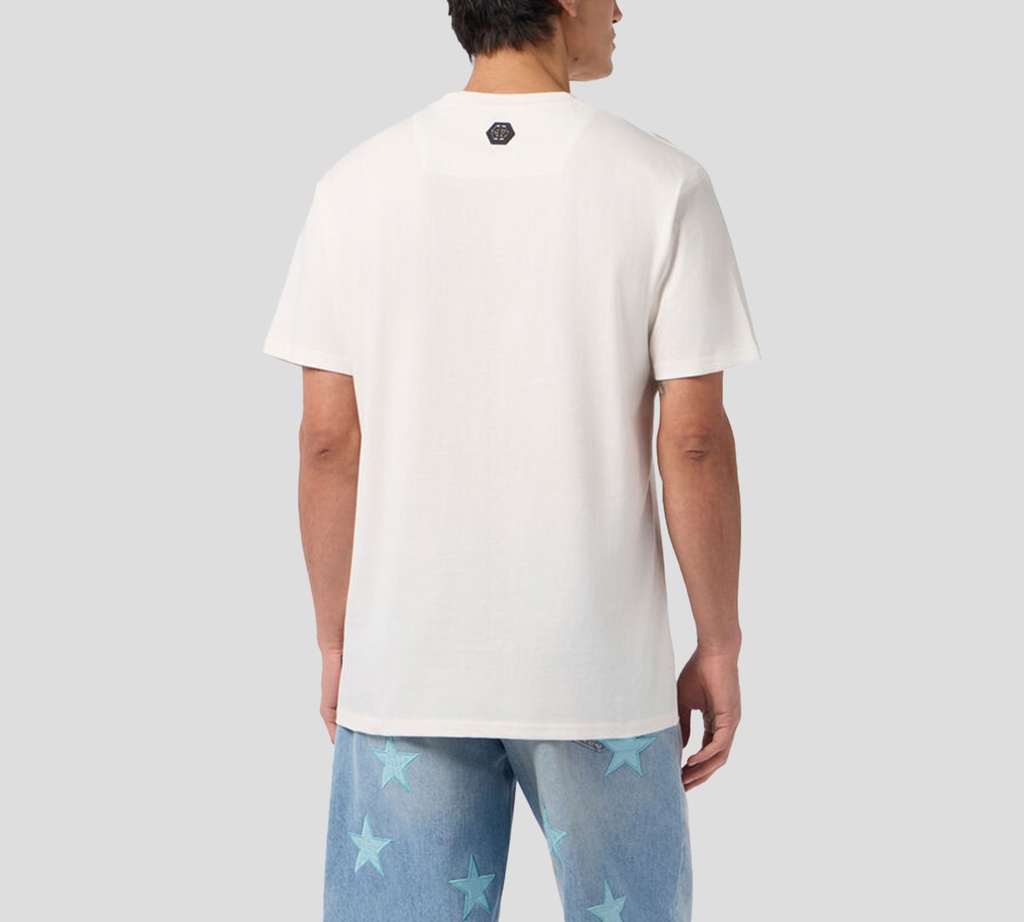 Philipp Plein - FRANELA BLANCA CON LOGO Y LINEAS EN NEGRO