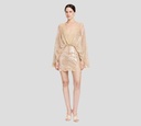 Elie Saab - VESTIDO CORTO DE MALLA CON LENTEJUELAS Y BORDE DE ENCAJE NUDE