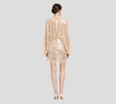 Elie Saab - VESTIDO CORTO DE MALLA CON LENTEJUELAS Y BORDE DE ENCAJE NUDE