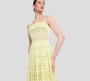Elie Saab - VESTIDO LARGO DE MACRAMÉ AMARILLO MANTEQUILLA