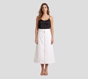 Elie Saab - FALDA MIDI DE ALGODÓN CON PLIEGUES LATERALES, COLOR BLANCO