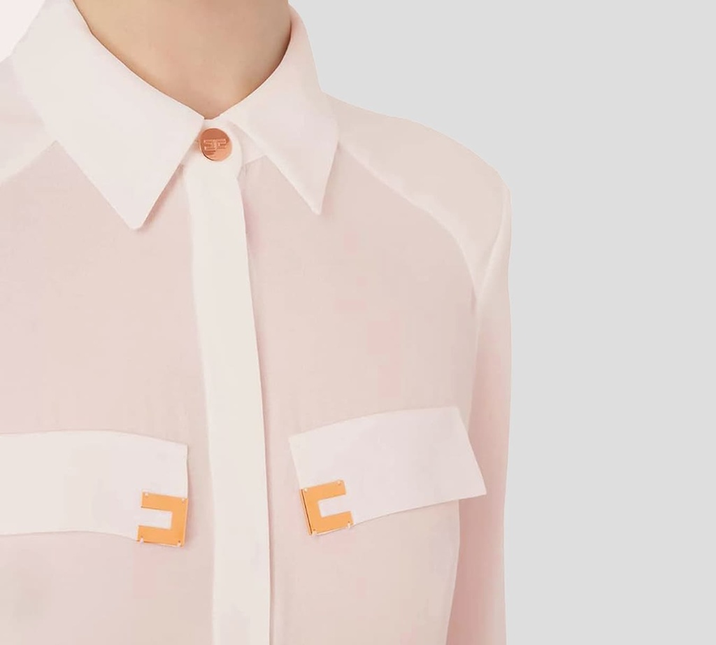 Elisabetta Franchi - BLUSA CON BOLSILLOS Y LOGO AR6