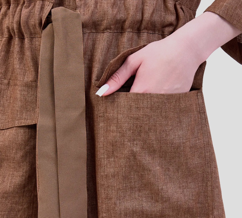 Herno - VESTIDO MARRON DE LINO