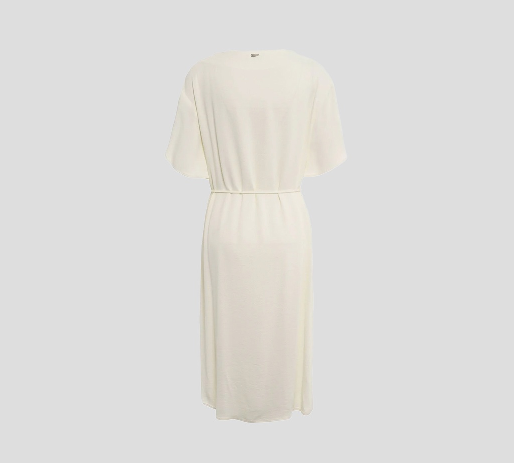 Herno - VESTIDO BLANCO CREMA CON CORDON AJUSTABLE EN CINTURA