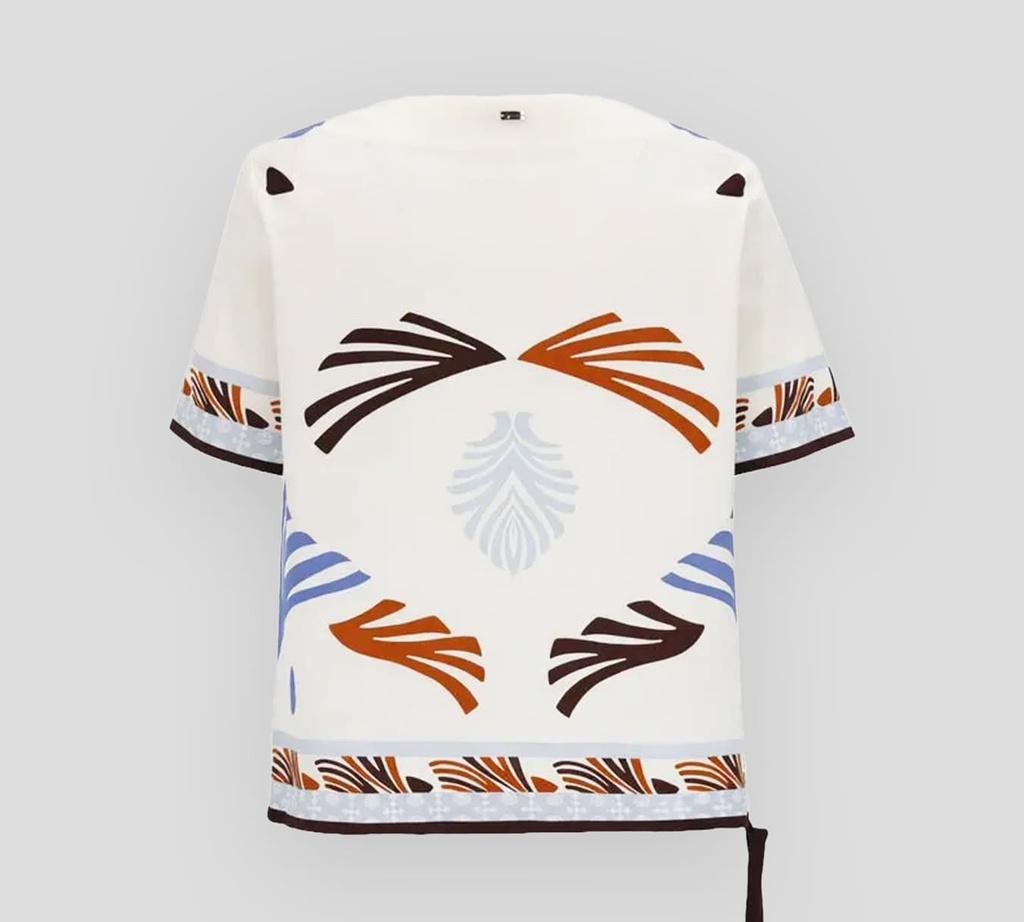 Herno - BLUSA BLANCA CON ESTAMPADO DE PALMERAS
