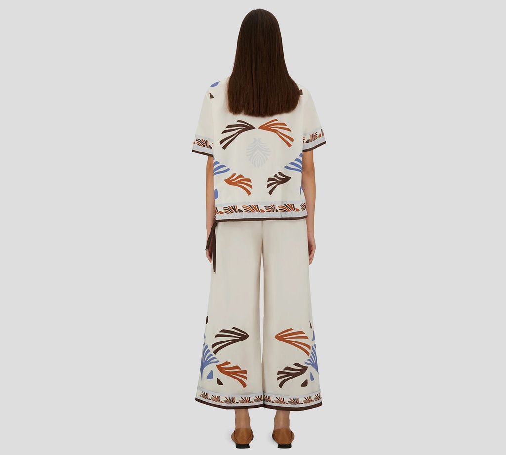 Herno - BLUSA BLANCA CON ESTAMPADO DE PALMERAS