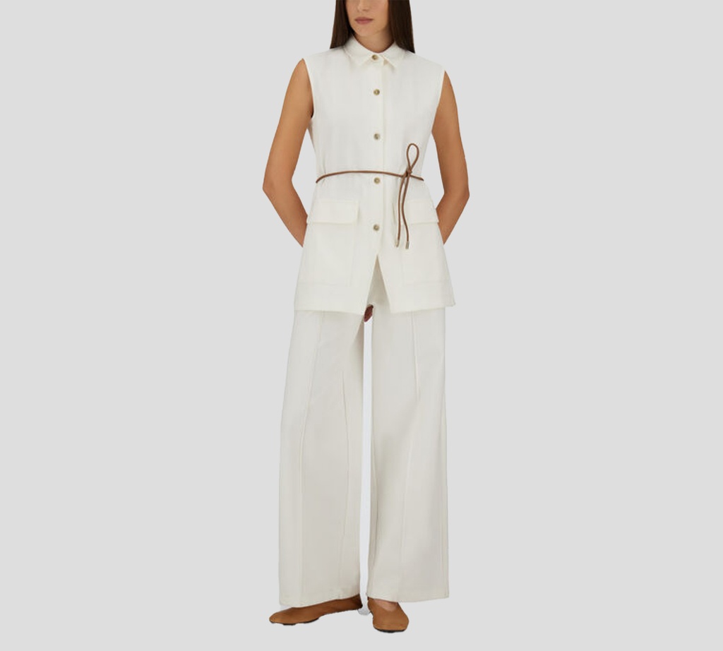 Herno - CAMISA BLANCA SON MANGAS CON CORDON MARRON