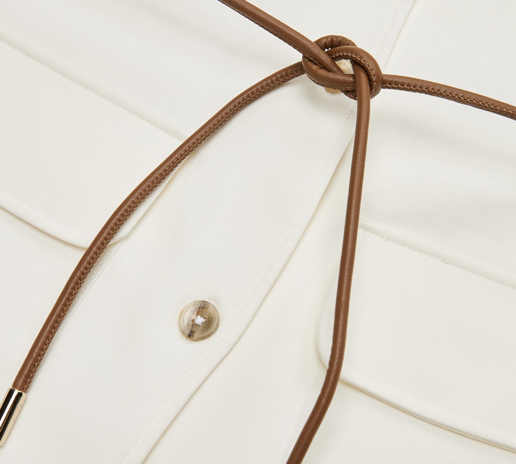 Herno - CAMISA BLANCA SON MANGAS CON CORDON MARRON