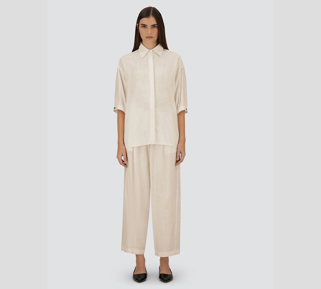 Herno - BLUSA BEIGE MANGA 3/4CON CORDONES EN LAS MANGAS
