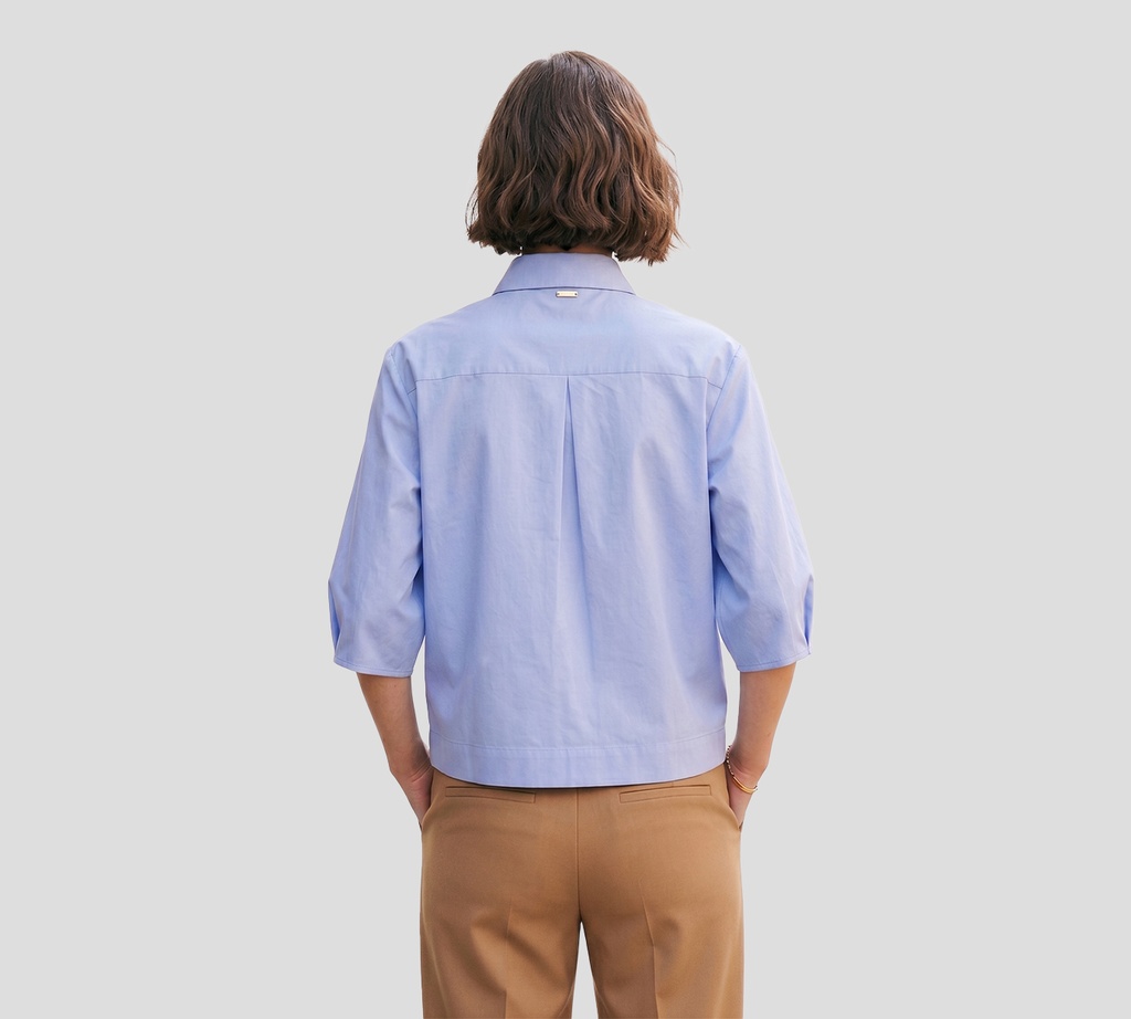 Herno - CAMISA AZUL MANGA CORTA CON CINTA EN CUELLO