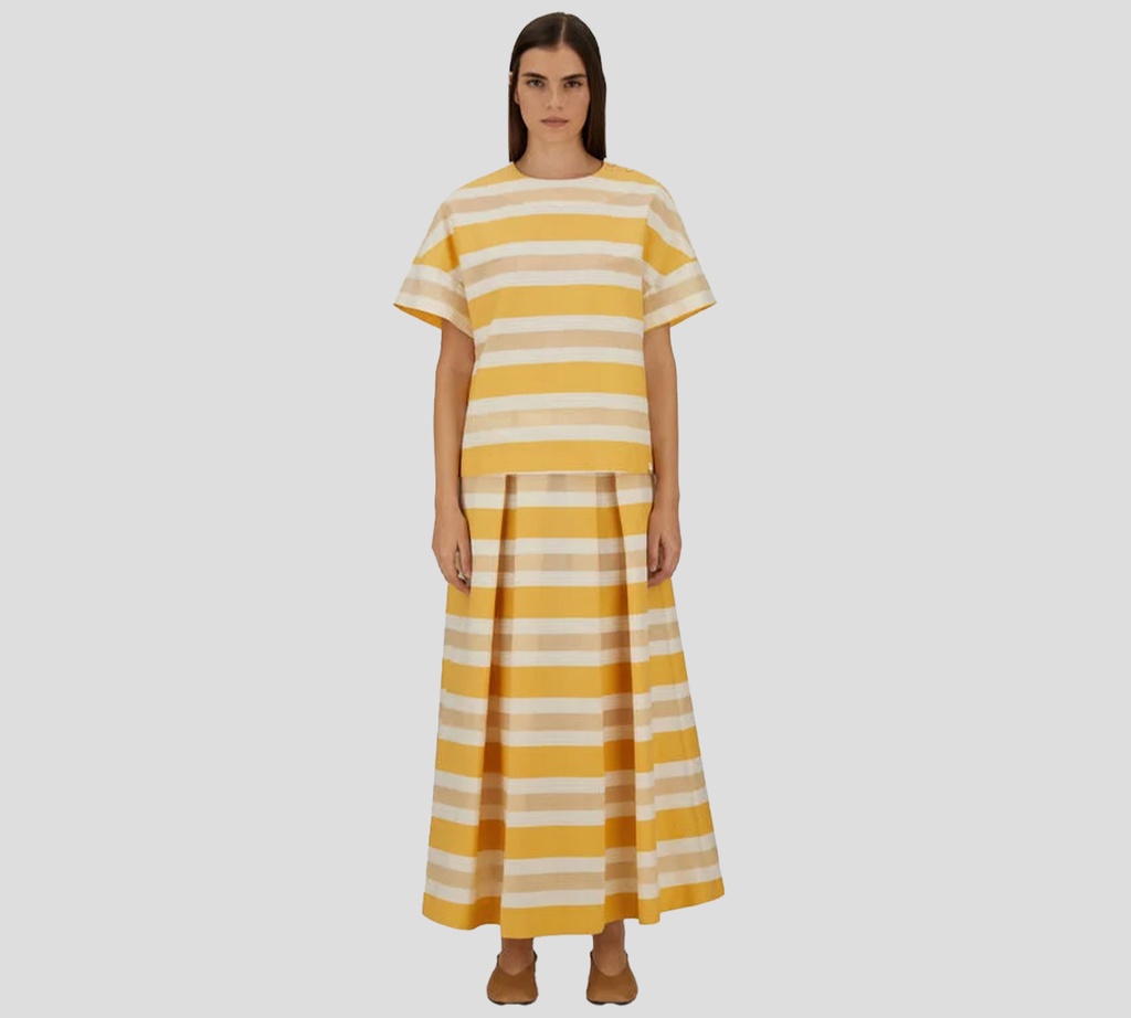 Herno - FALDA DE LINEAS AMARILLA CON BLANCO