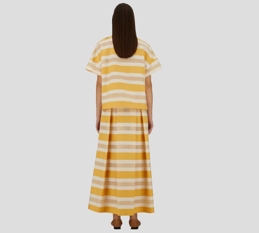 Herno - FALDA DE LINEAS AMARILLA CON BLANCO