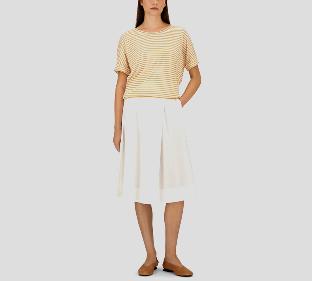 Herno - FRANELA BLANCA CON RAYAS MOSTAZA