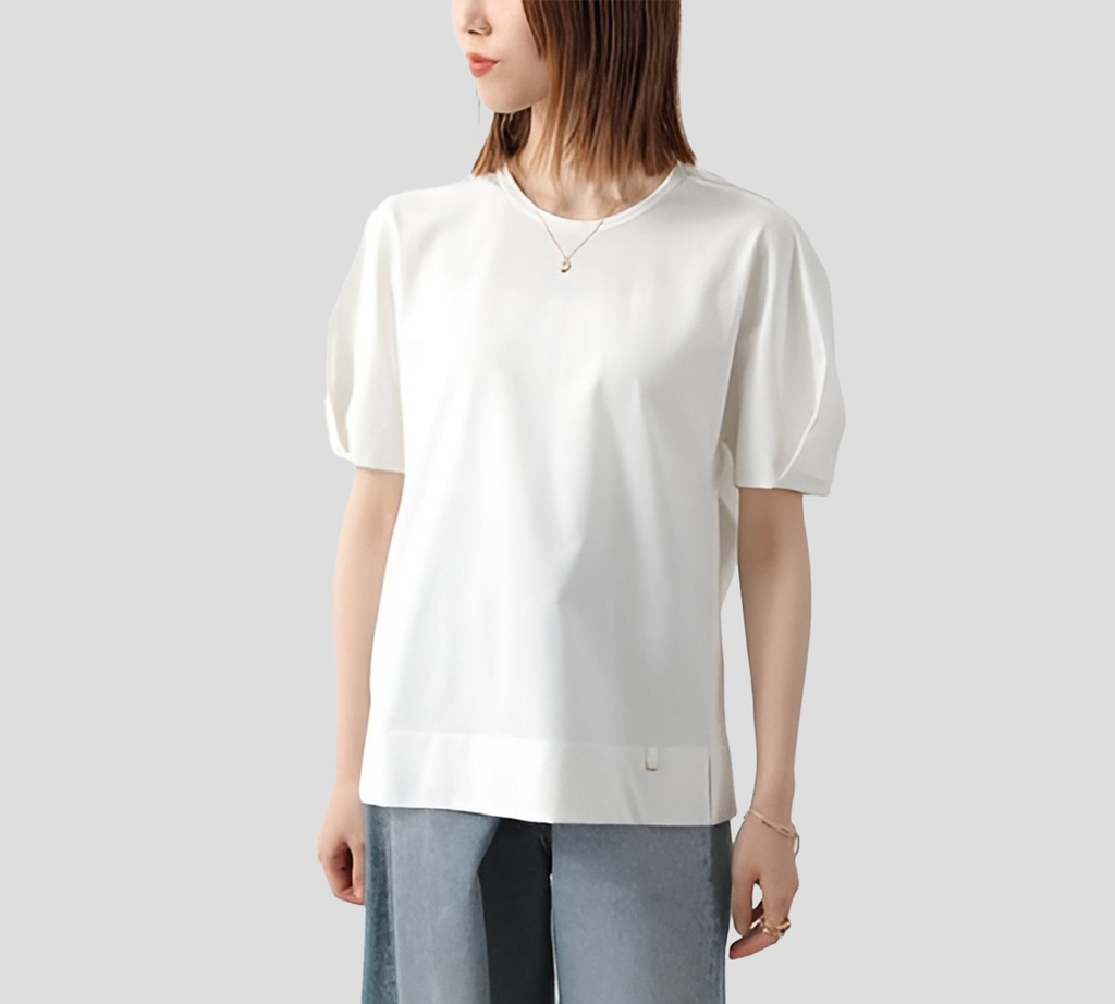 Herno - FRANELA BLANCA CON MANGAS AJUSTADAS