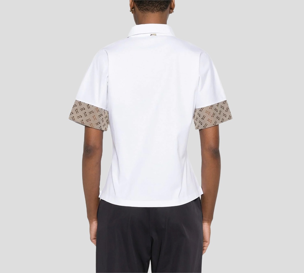 Herno - POLO BLANCA CON DISEÑO EN MANGA