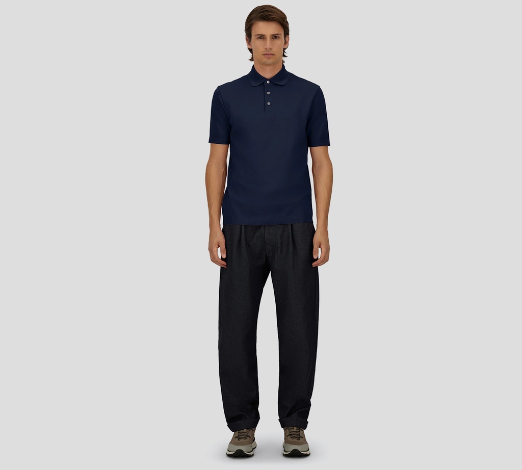 Herno - POLO AZUL DE ALGODÓN