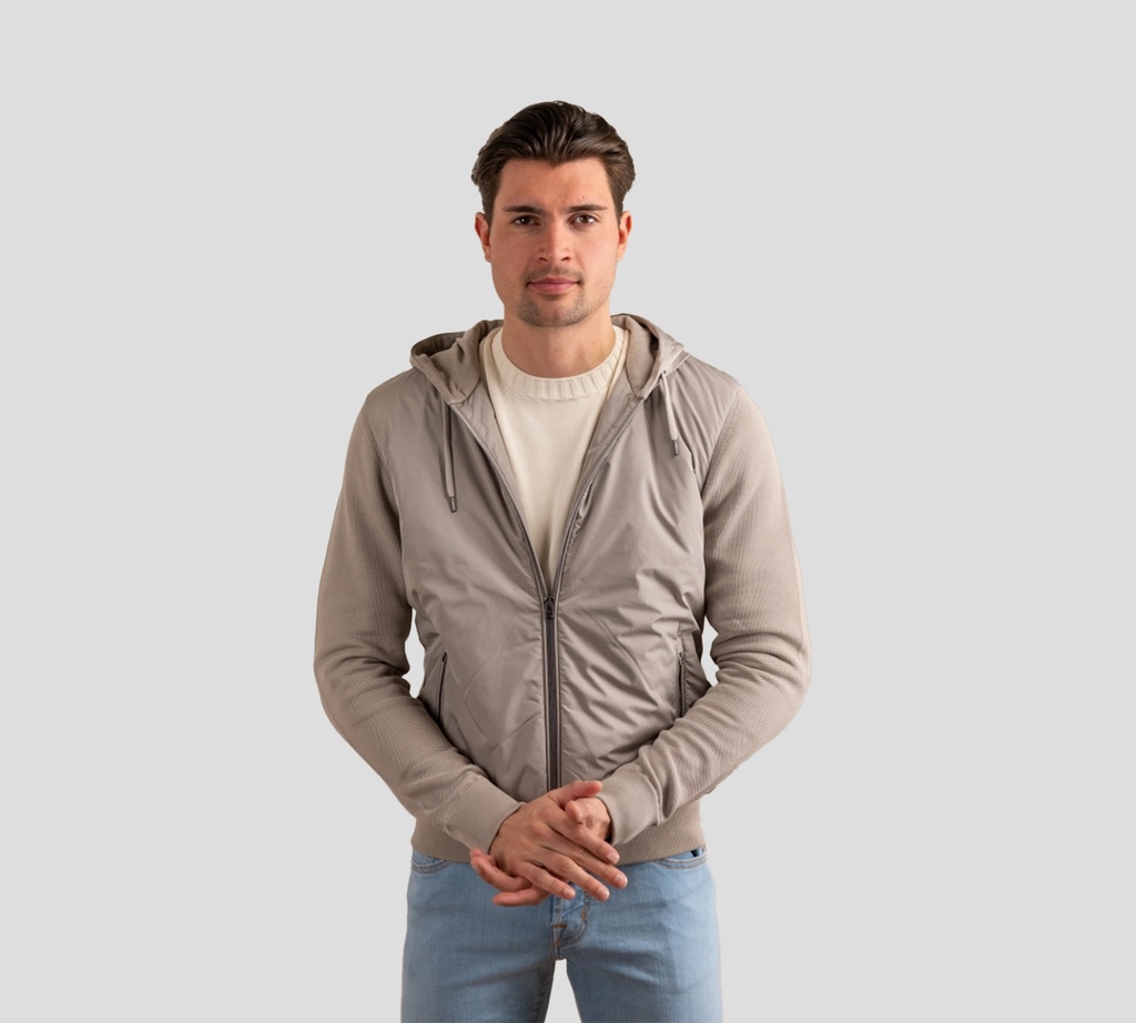 Herno - CHAQUETA GRIS DE MANGAS TEJIDAS
