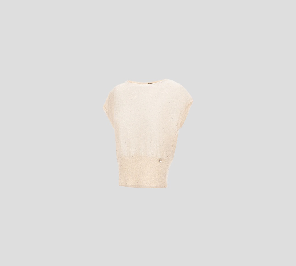 Herno - BLUSA MARRON CLARO CON DETALLES DORADOS SIN MANGAS