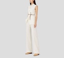 Herno - PANTALON BLANCO CREMA STRESS Y CORDON MARRON