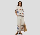 Herno - PANTALON BLANCO CON ESTAMPADO DE PALMERAS