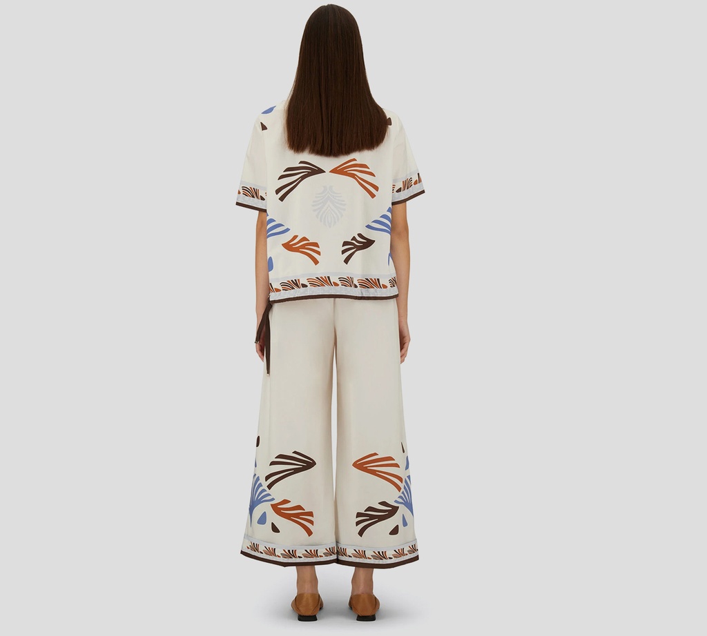 Herno - PANTALON BLANCO CON ESTAMPADO DE PALMERAS