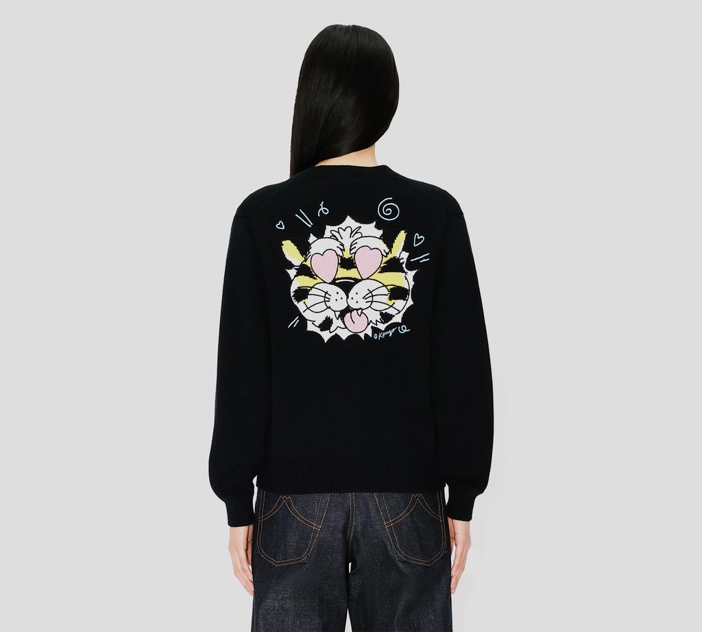 Kenzo - CARDIGAN NEGRO CON TIGRE AMARILLO