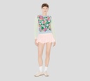 Kenzo - SWEATER AZUL CON BORDADOS EN FUCSIA, NARANJA Y VERDE
