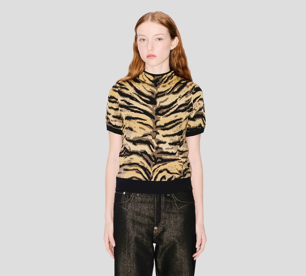 Kenzo - TOP ANIMAL PRINT TEJIDO DE CUELLO ALTO
