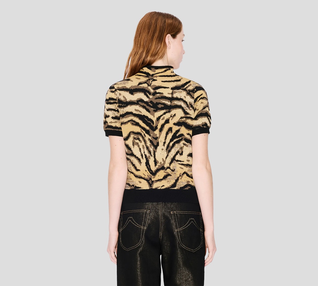 Kenzo - TOP ANIMAL PRINT TEJIDO DE CUELLO ALTO