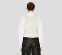 Kenzo - TOP CREMA CON BRILLANTES PLATEADOS