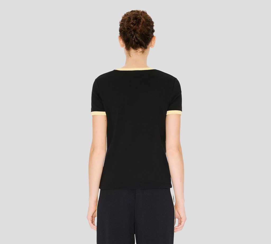 Kenzo - FRANELA NEGRA CON BORDES AMARILLOS