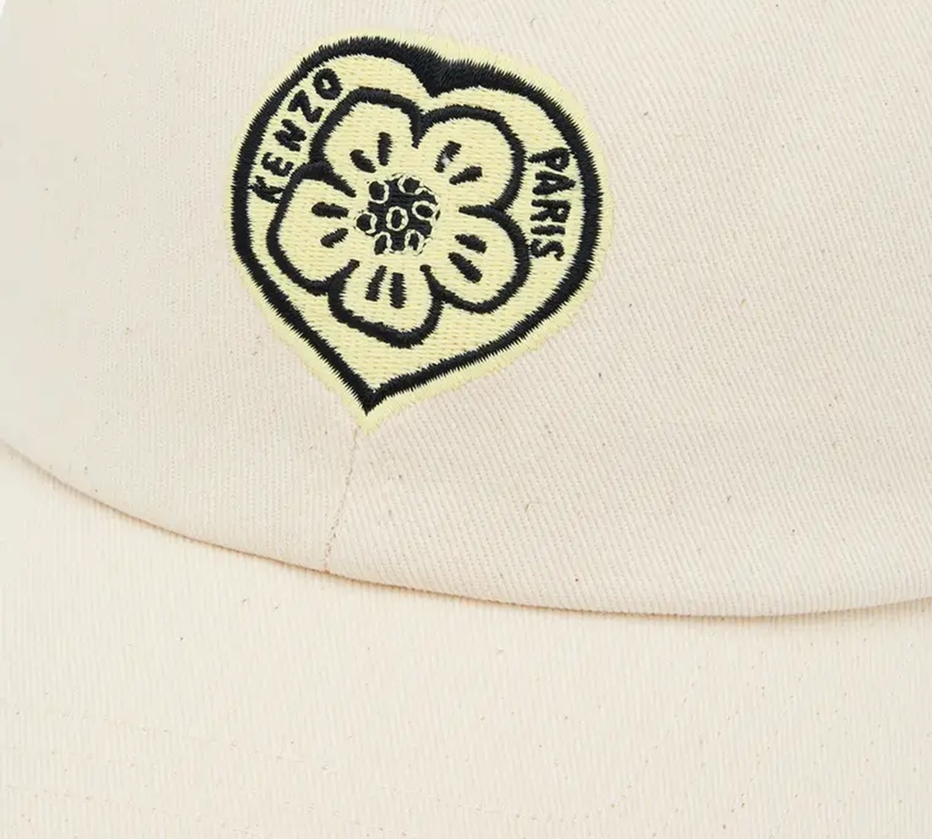 Kenzo - GORRA BEIGE CON FLOR AMARILLA