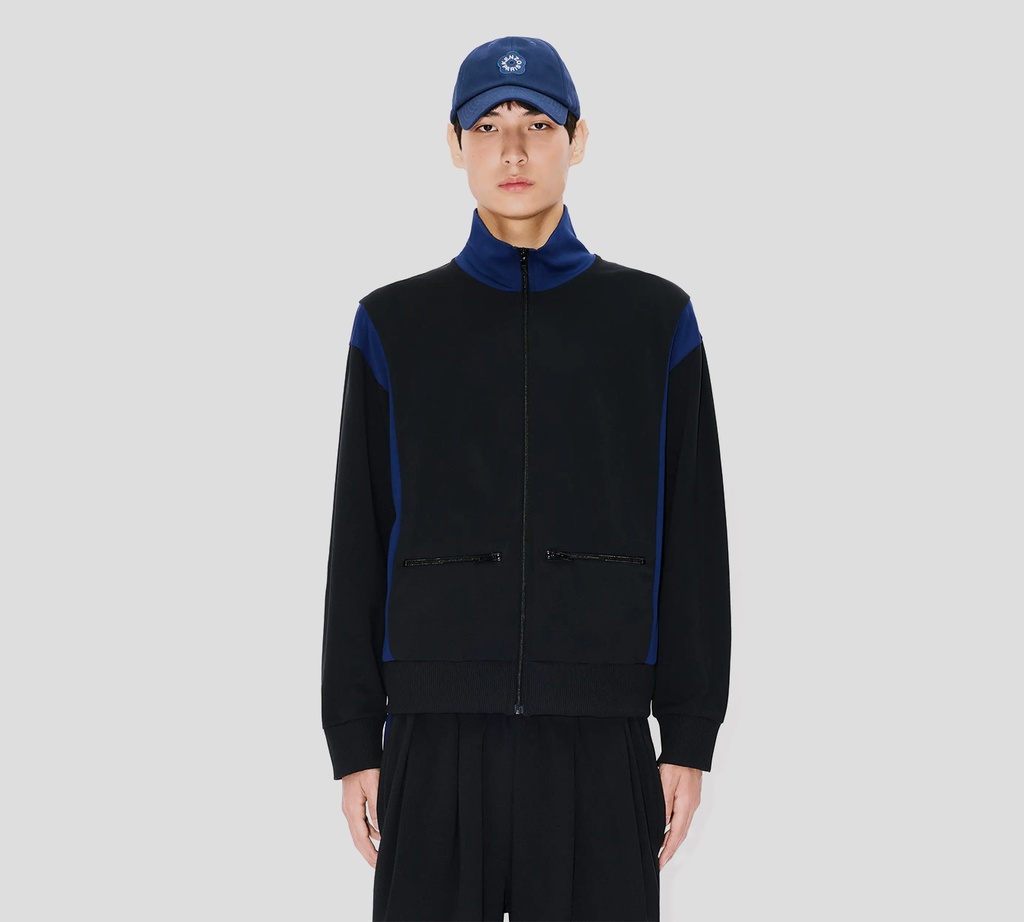 Kenzo - CHAQUETA NEGRA CON AZUL Y CUELLO ALTO