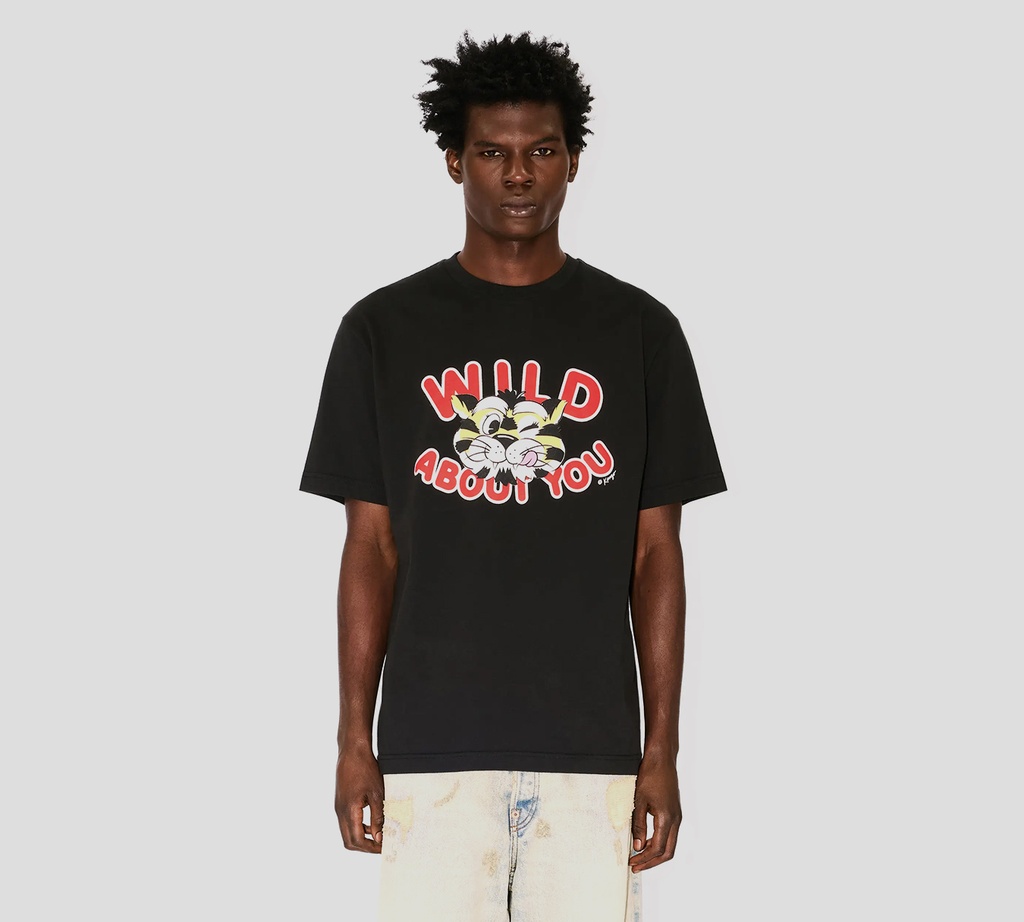 Kenzo - FRANELA NEGRA CON TIGRE ESTAMPADO Y LETRAS ROJAS
