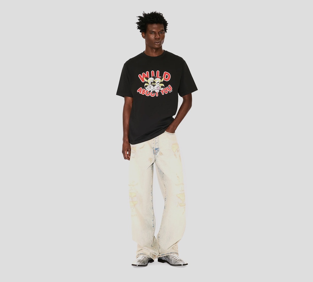 Kenzo - FRANELA NEGRA CON TIGRE ESTAMPADO Y LETRAS ROJAS