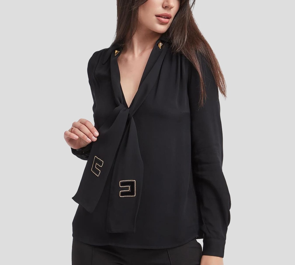 Elisabetta Franchi - BLUSA CON BUFANDA Y LOGO