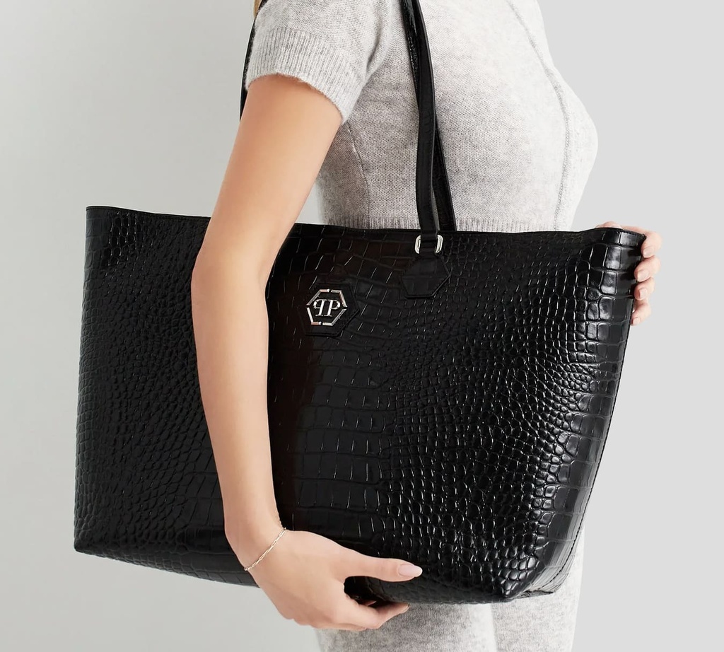Philipp Plein - CARTERA NEGRA DE COMPRAS CALAVERA DE CRISTAL